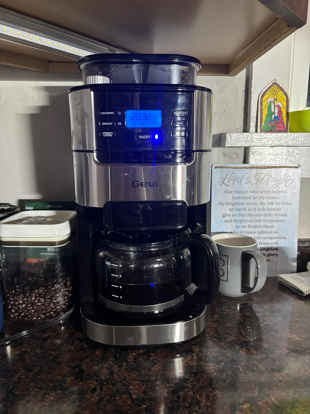 GEVI | 10-Cup Coffee Maker Machine with Built-in Grinder
