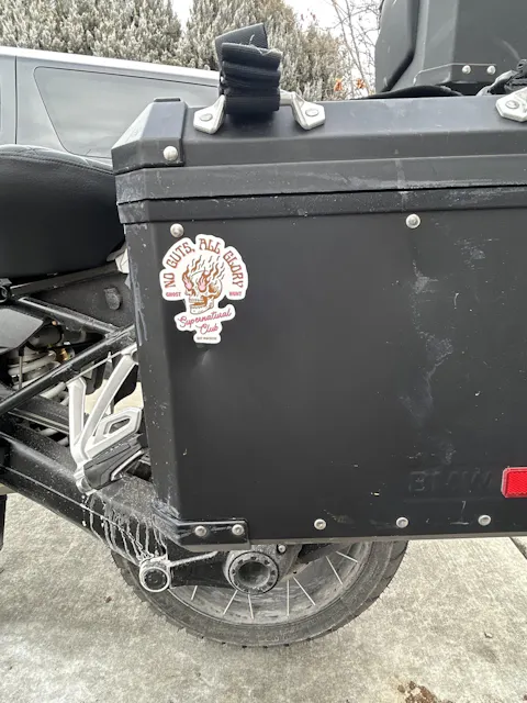 Kiss-Cut No Guts, All Glory Vinyl Sticker. (Brown & Pink)