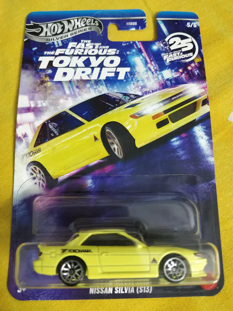 (Creased Card) Hot Wheels Silver Series Nissan Silvia (S13) | The Fast & The Furious Tokyo Drift HNR88