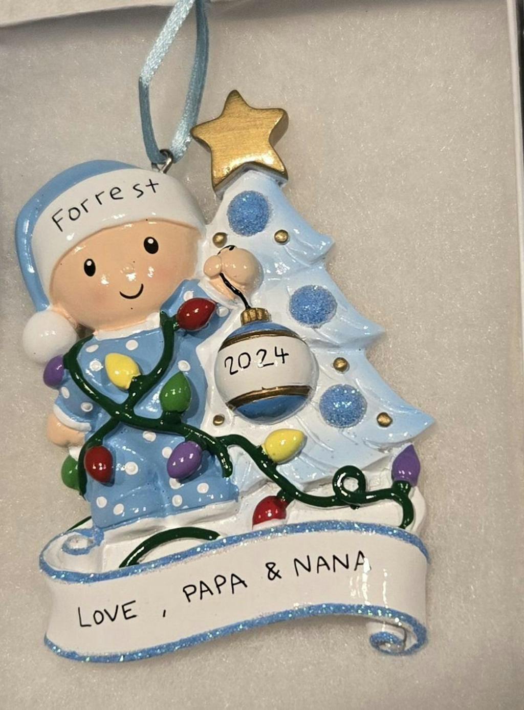 Personalized Baby's Second Christmas Ornament Boy