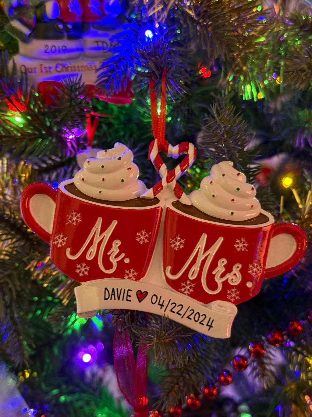 Personalized Mr and Mrs Mug Christmas Ornament