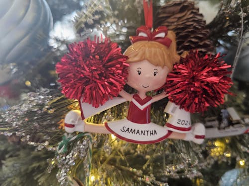 Personalized Christmas Cheerleader Ornament - Red 2025