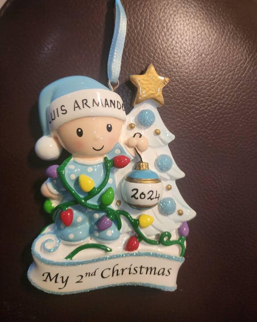Personalized Baby's Second Christmas Ornament Boy