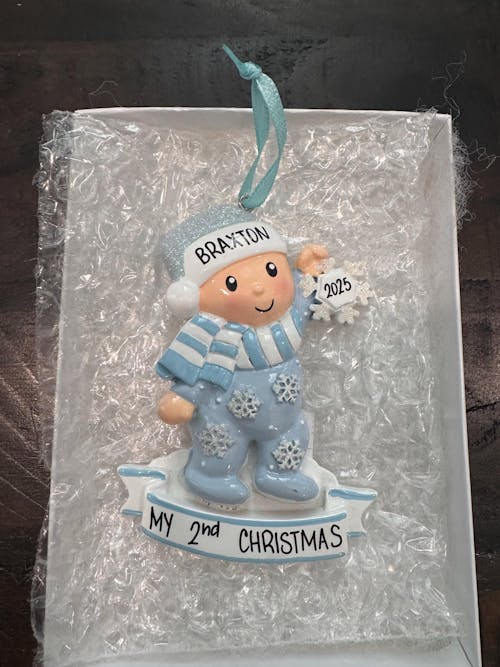 Personalized Baby's Second Christmas Ornament - Boy