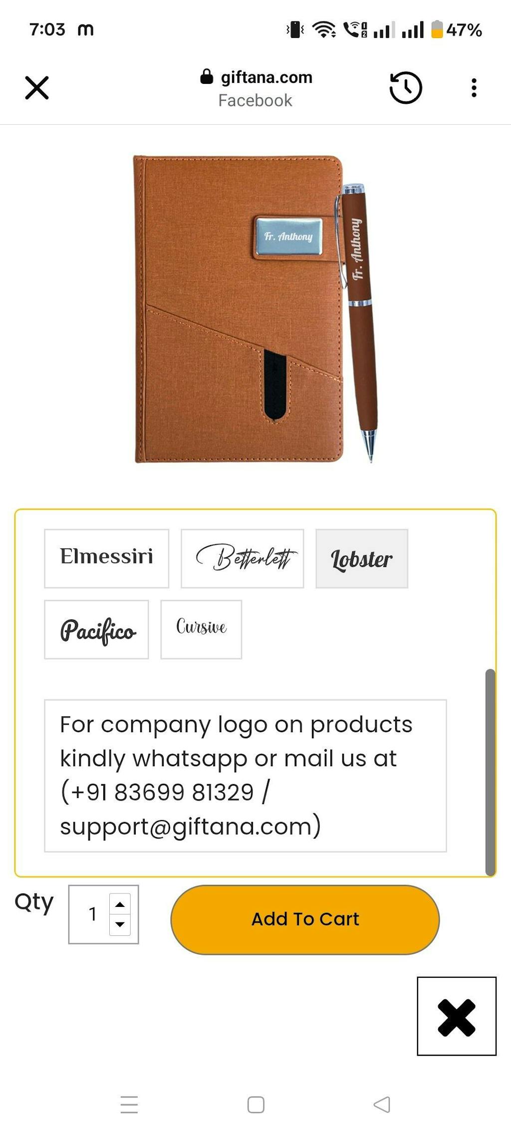 Stylish Personalized Gift Set : PU Leather Jute Diary & Pen