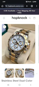 Stainless Steel Dual Color Strap With White Dial Chronograph Watch For Men