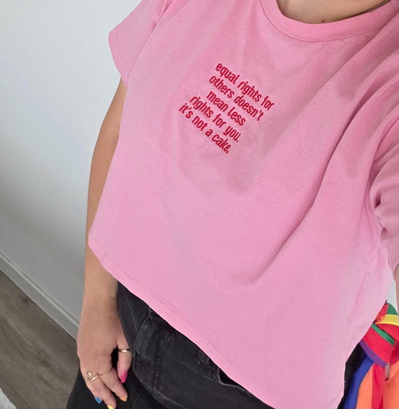 CUSTOM Your Red Text Embroidered Crop Tee