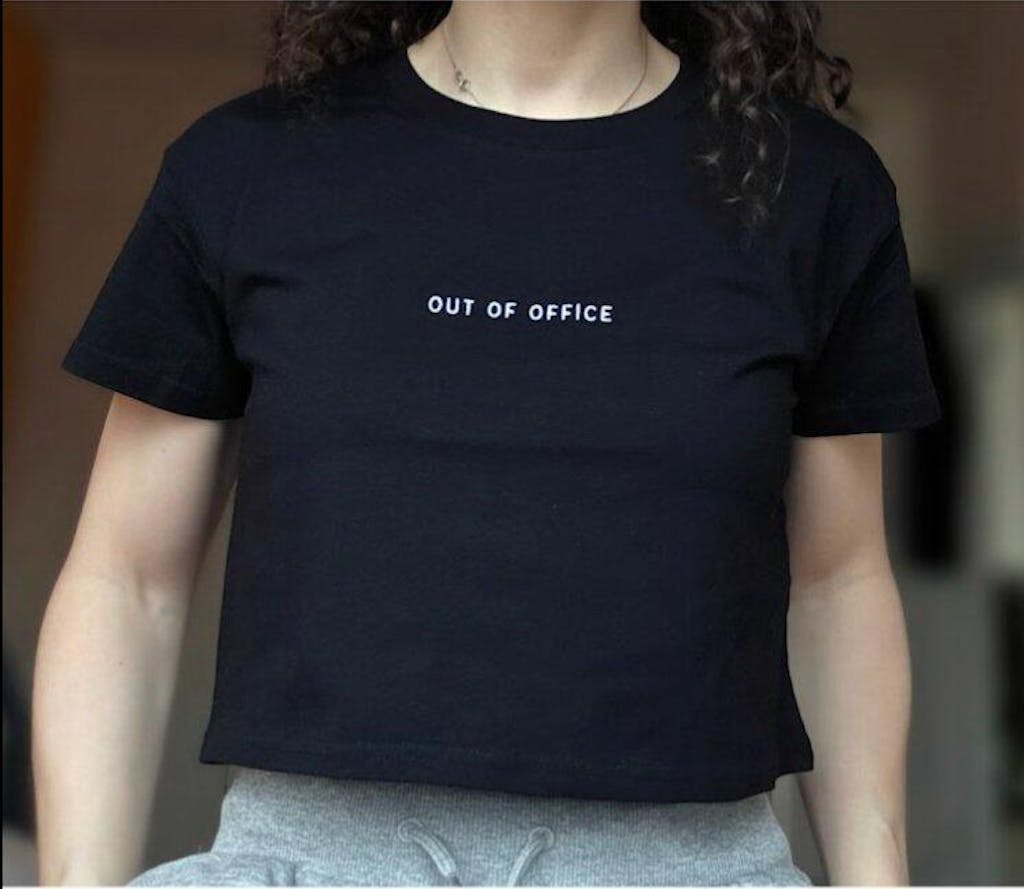 Out of Office Embroidered Crop Tee