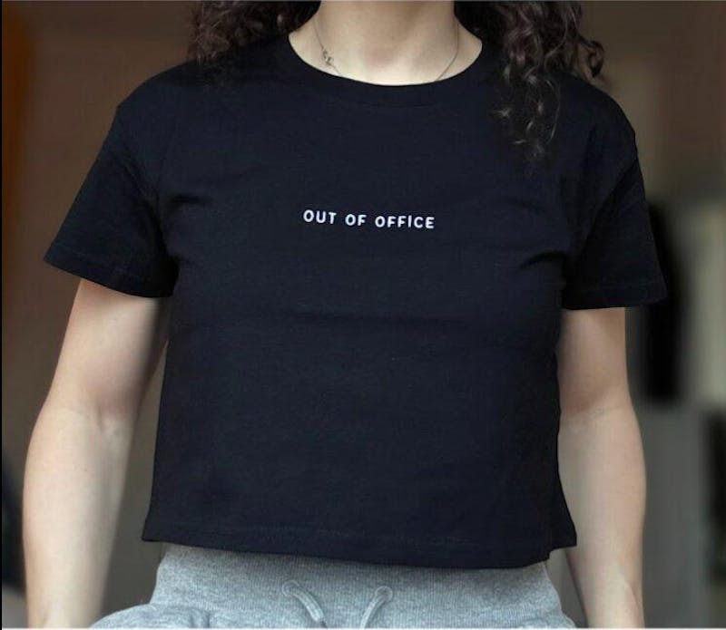 Out of Office Embroidered Crop Tee
