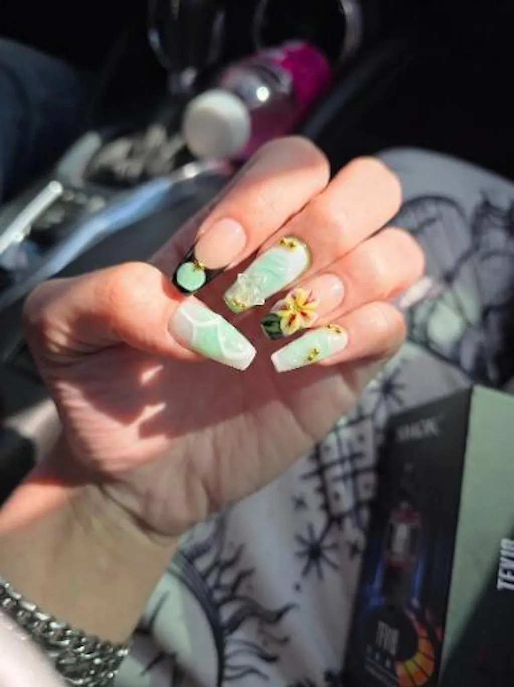 Mint Reverie – Mint Garden 3D Floral Press-On Nails