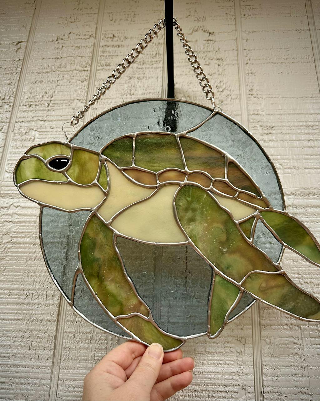 Round Stained Glass Turtle Pattern GlassyRock Arts