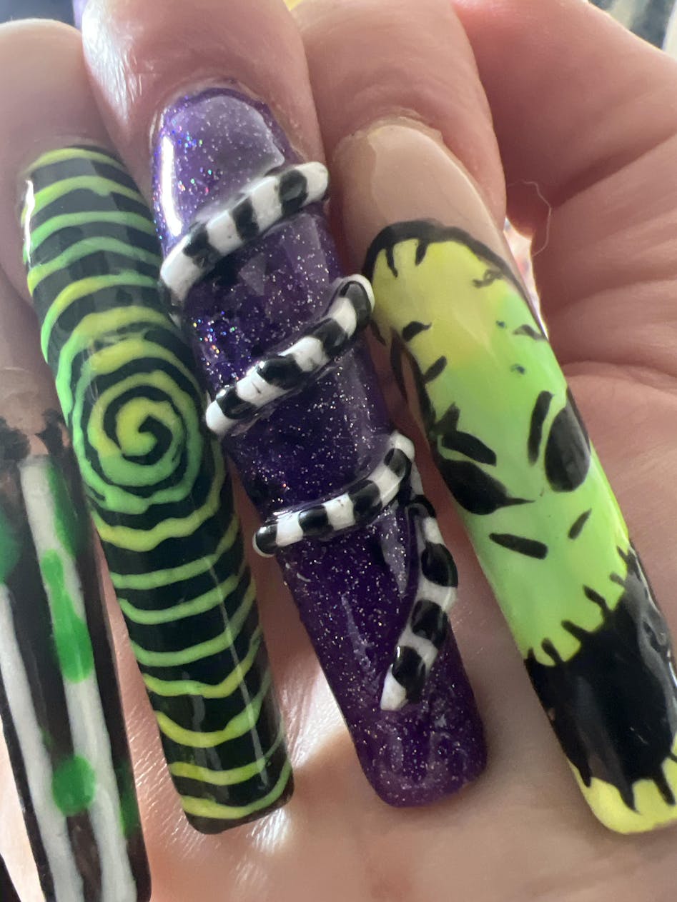 Crystal-Infused Long Nails That Shine