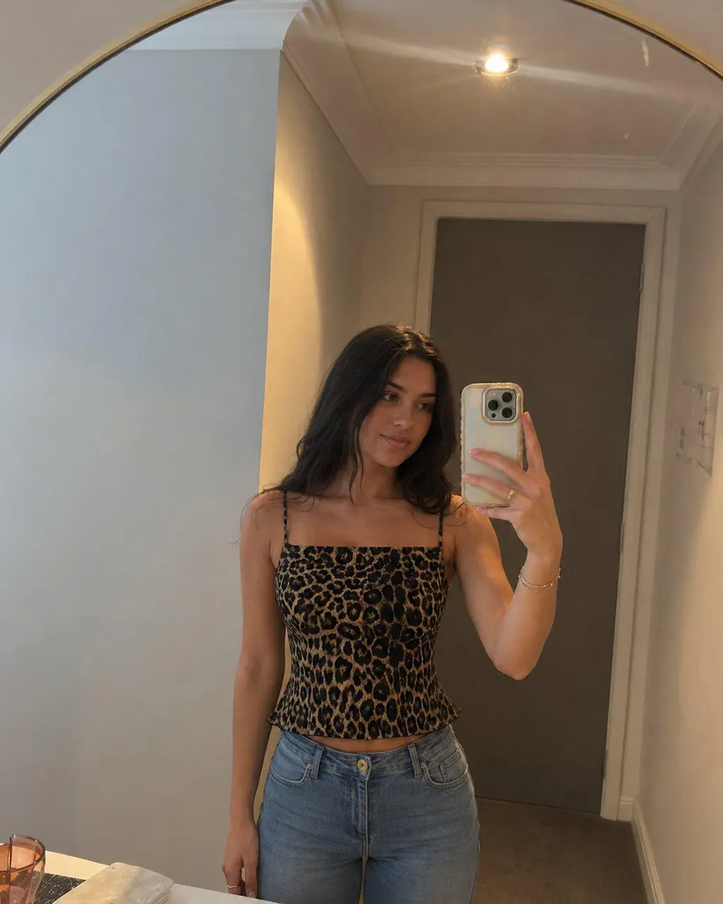 Customer photo for Leopard Print Open Back Cami
