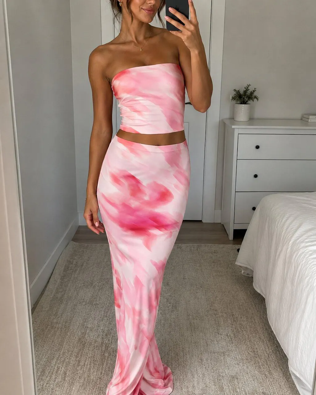 Customer photo for Printed Tube Top and Maxi Skirt Set