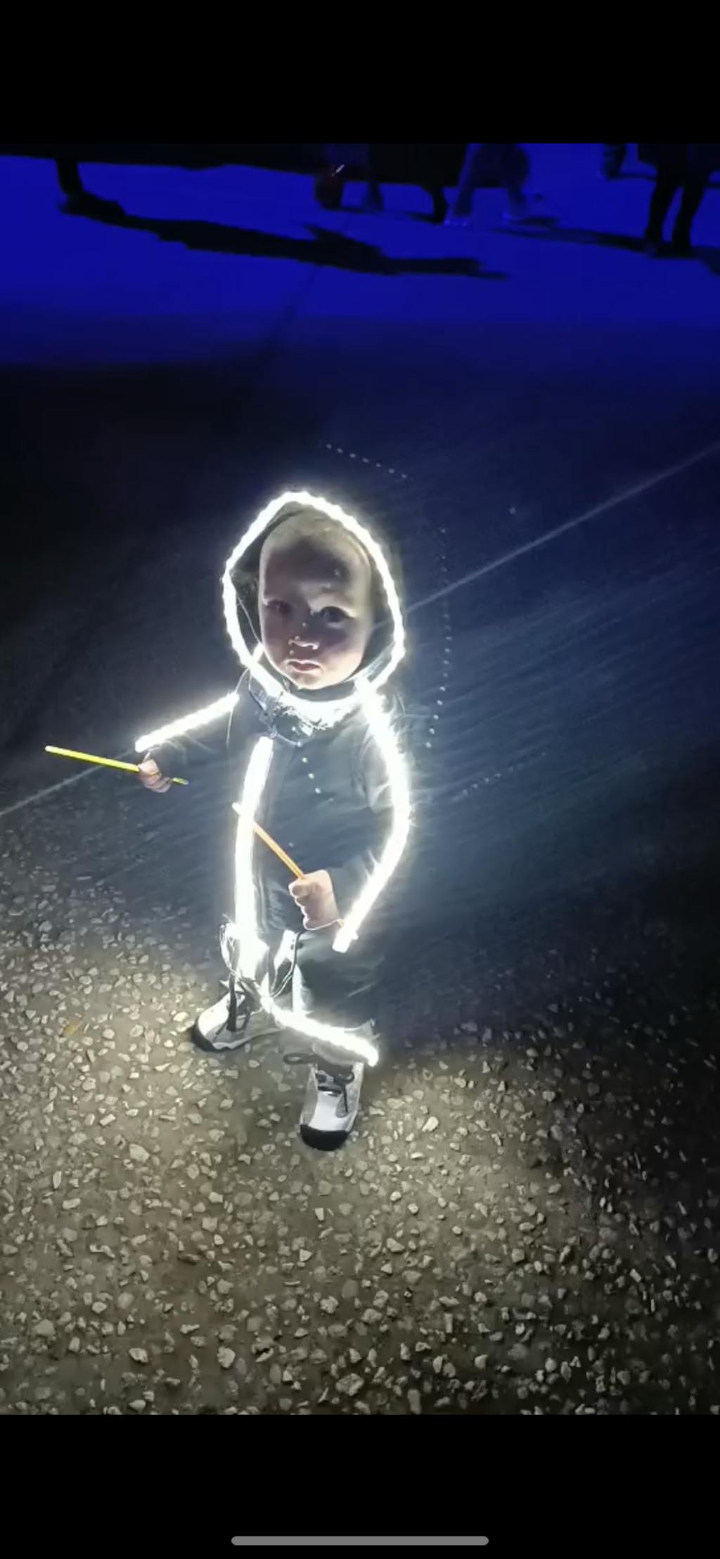 Toddler LED stickman costume by Glowy Zoey