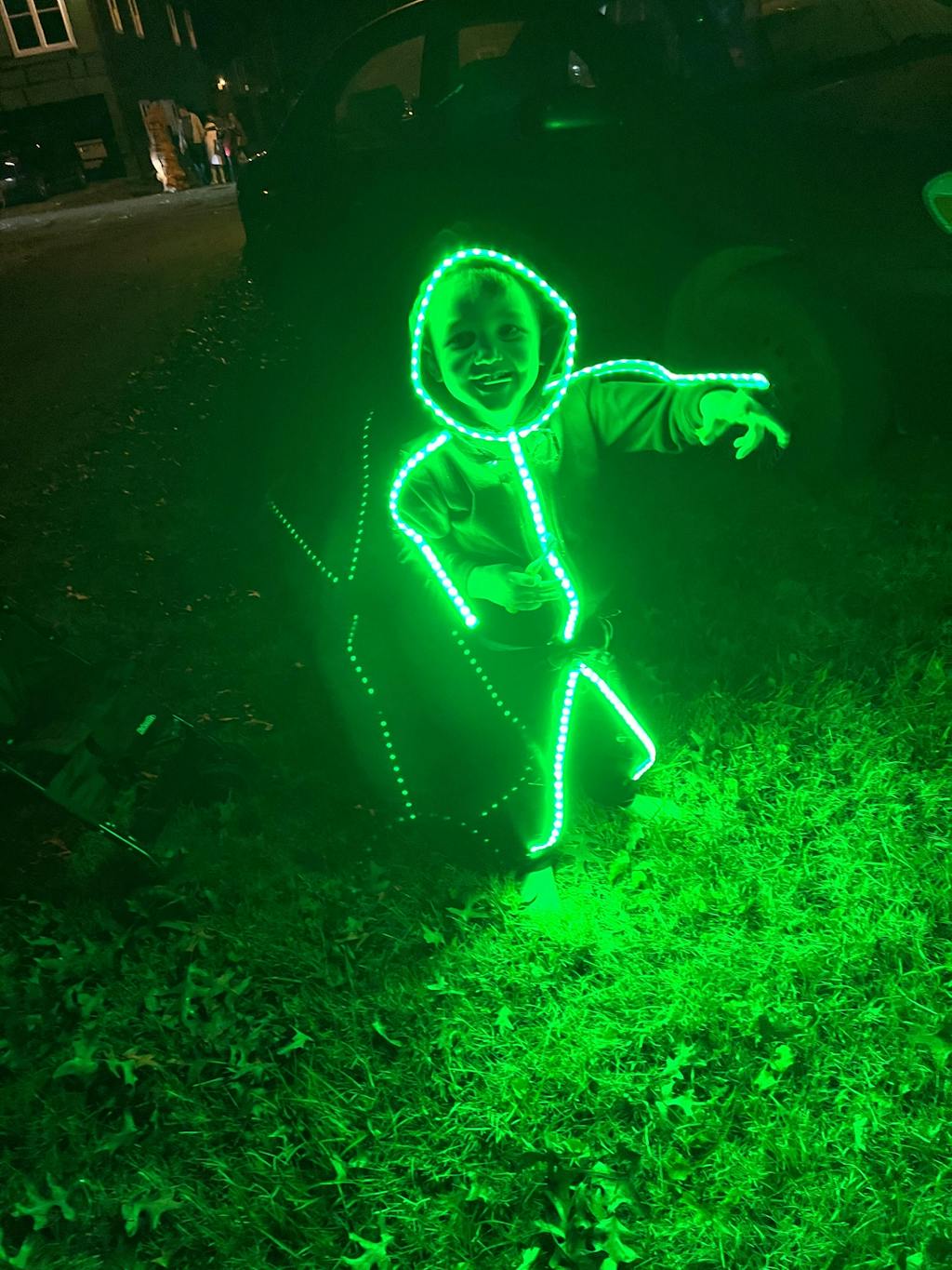 Toddler LED stickman costume by Glowy Zoey