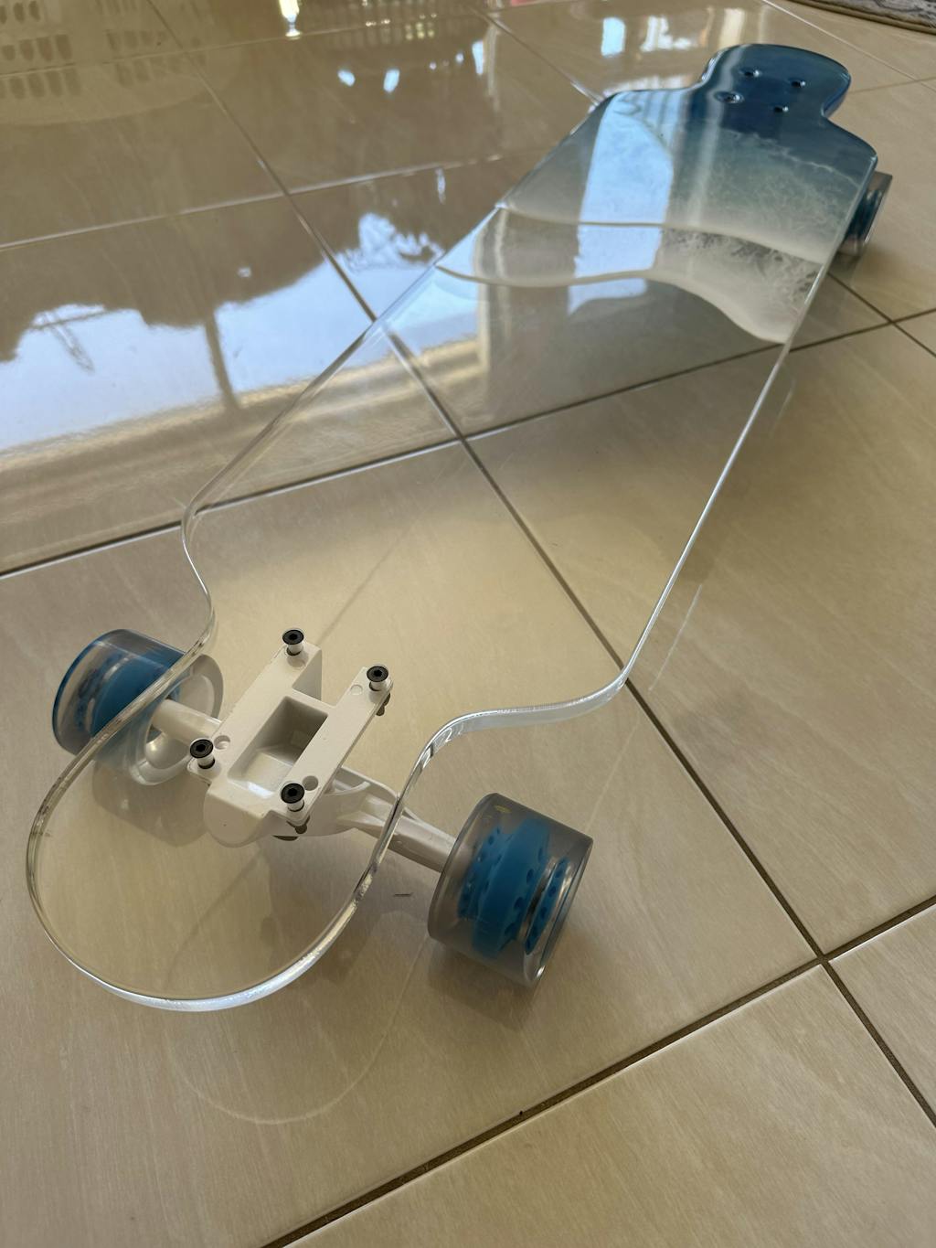 Clear longboards Ocean Collection See Through Acrylic Platypus Longboard with Resin wave art