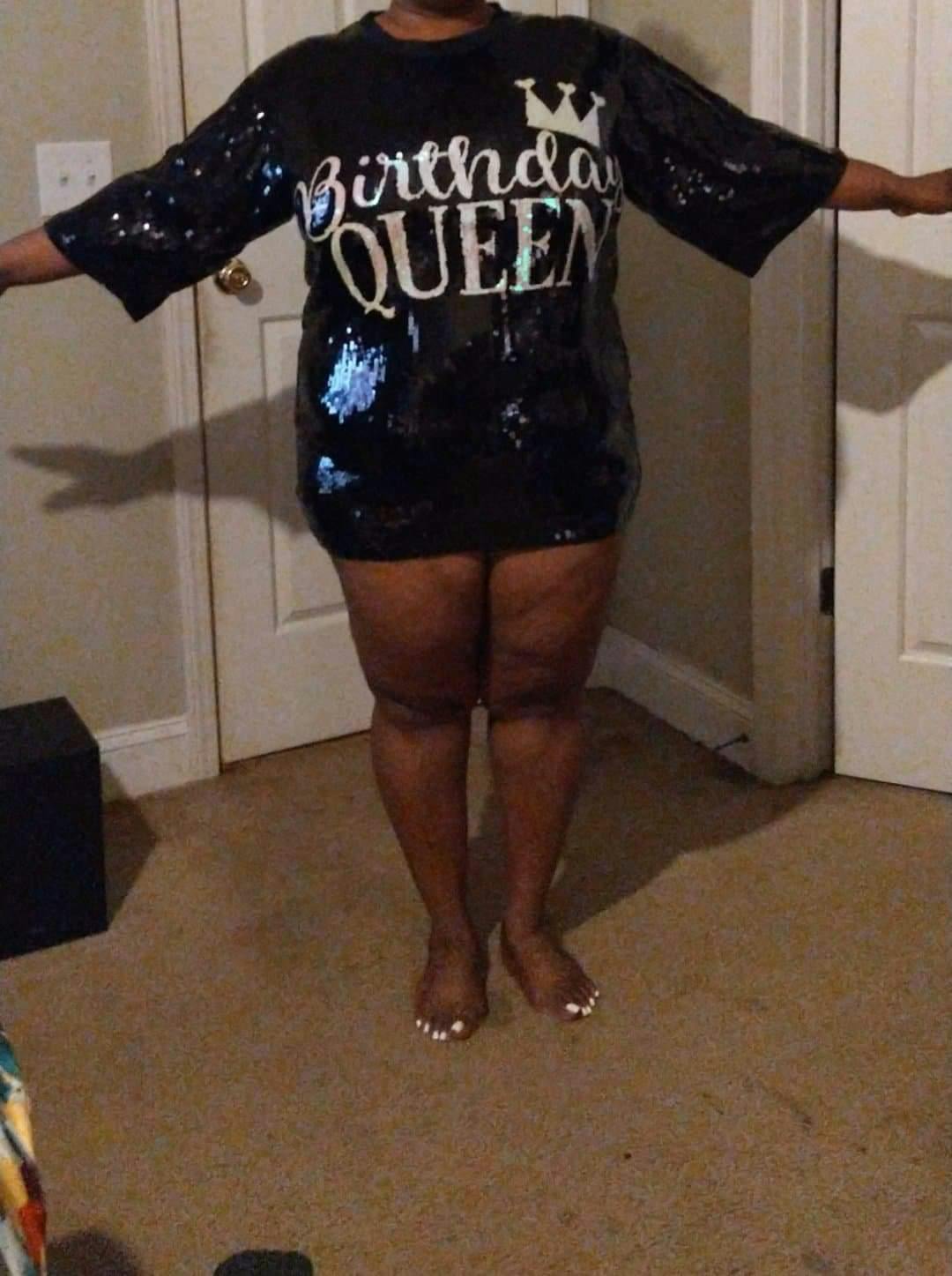 birthday queen sequin shirt dress