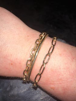 14K Solid Gold Elongated Hexagon Link Bracelet – Sleek, Lightweight, Polished Design