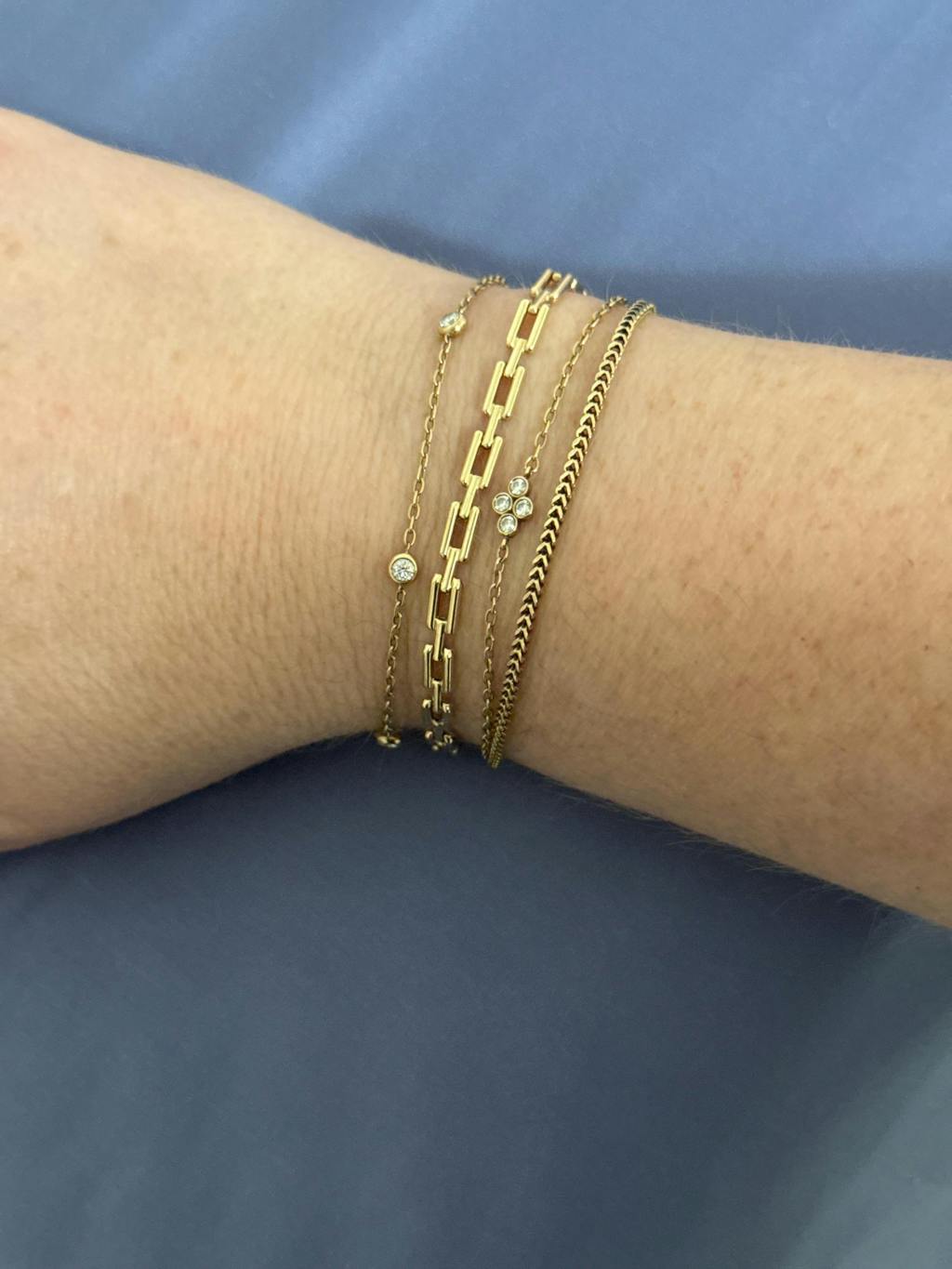 10K Gold Deco Bracelet: 7" Rectangle Links