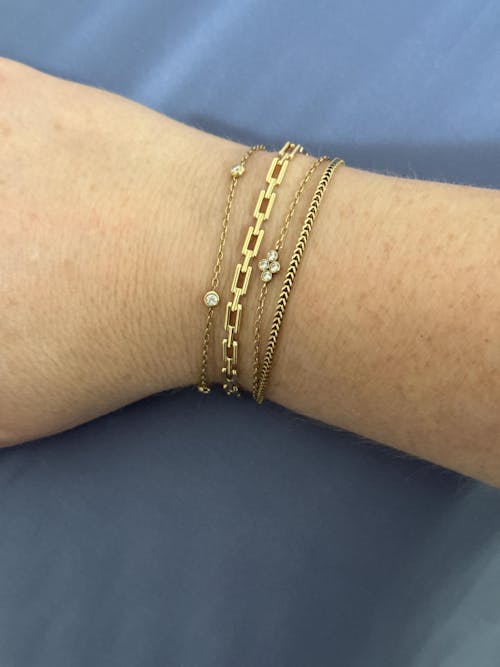 10K Gold Deco Bracelet: 7" Rectangle Links