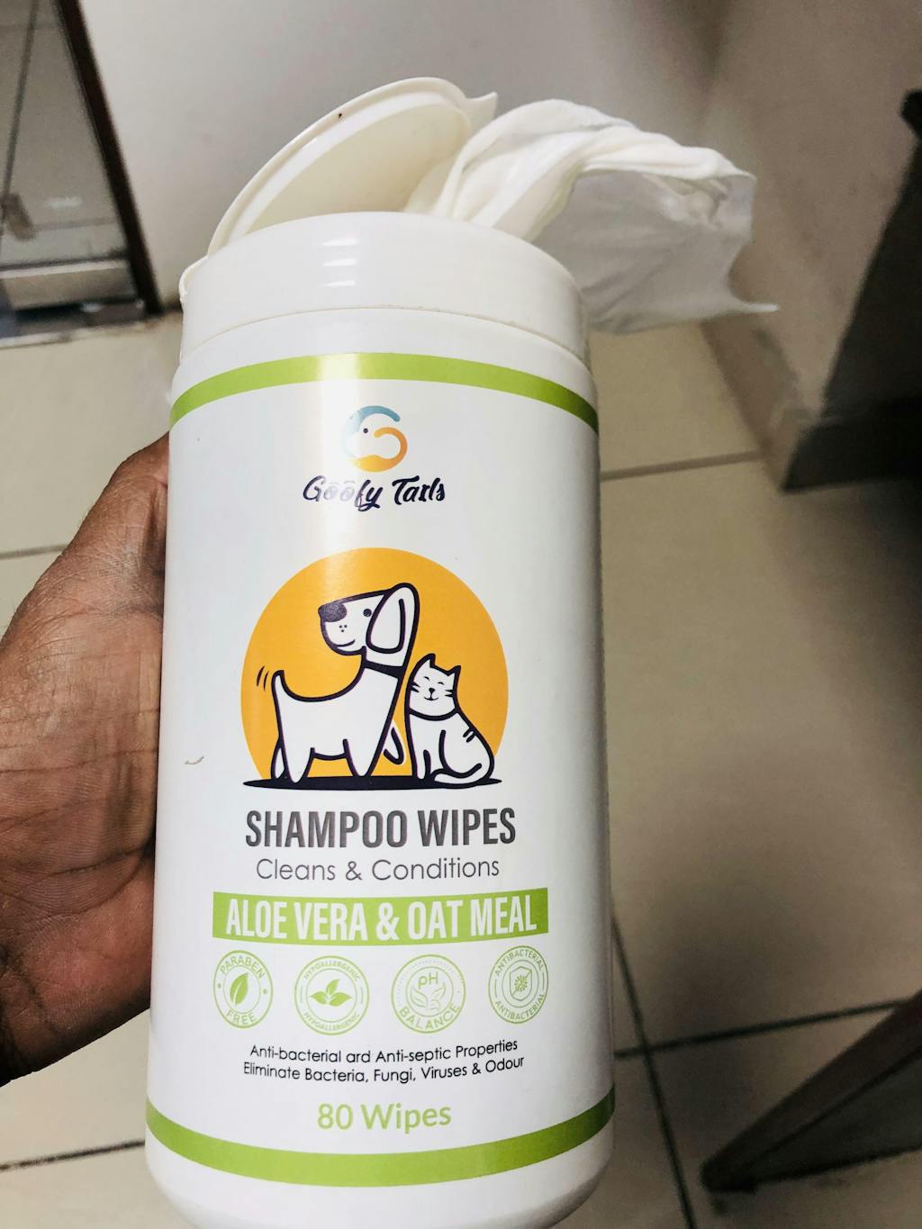 Goofy Tails Antibacterial Lavender & Aloe Vera Shampoo Pet Wipes