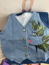 Nature's Grace Hand Painted Denim Jeans Top