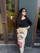 Pop Art Glam Hand Painted Denim Skirt