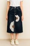 Daisy Dream Hand Painted Denim Skirt