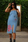 Winking Beauty Denim Hand Painted Denim Skirt