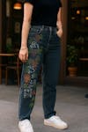 Floral Faces Art Hand Painted Jeans