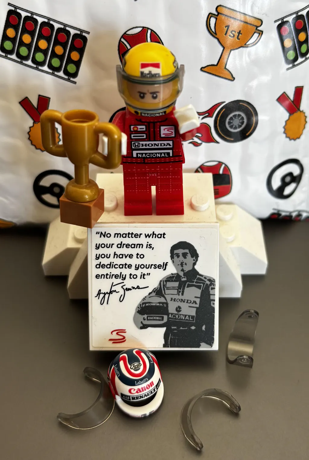Nigel Mansell Custom Lego Minifig Helmet