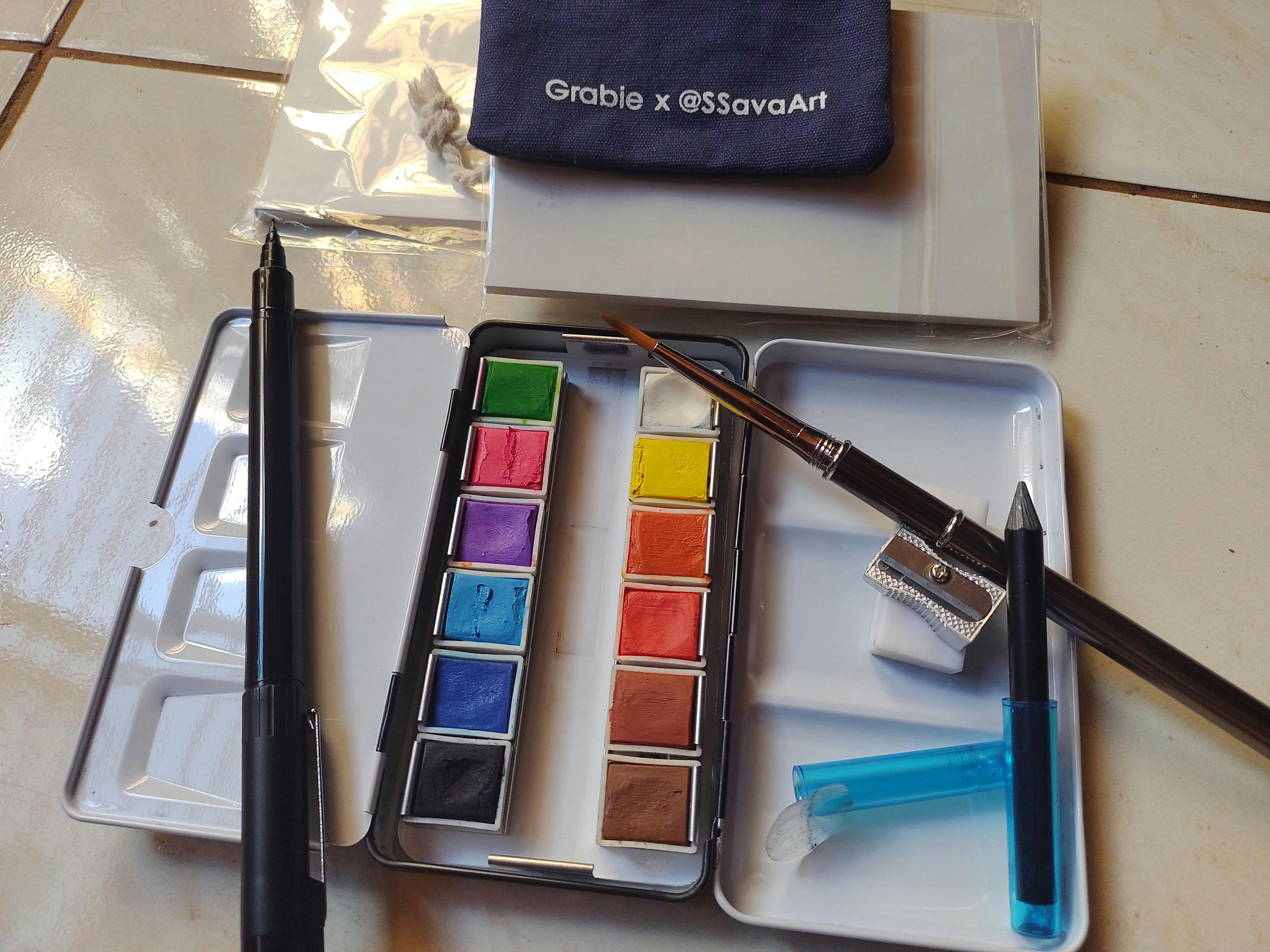 Grabie x @SSavaArt Watercolor 12 Half Pan Deluxe Travel Set - Grabie®