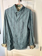 【IONSEOUL】Elvis Printing Long Sleeve 4JH570 Authentic Elvis Long Sleeve Blue Printed Woven Shirt