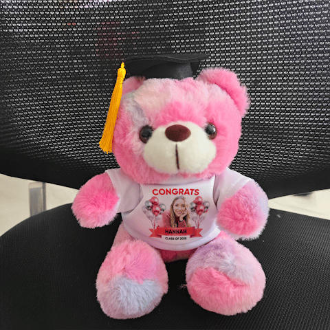 Class Of 2025 Congrats Candy Bear With Cap - Teddy Bear With Personalized Shirt