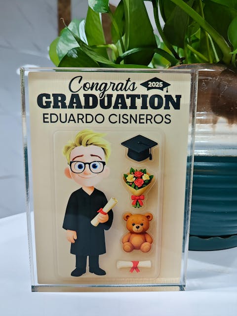 Congrats Graduation - Graduation Gift - Custom Figure Personalized Acrylic Block Plaque