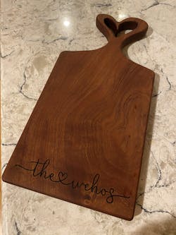 Heart Charcuterie Board with Laser Engraving Add On