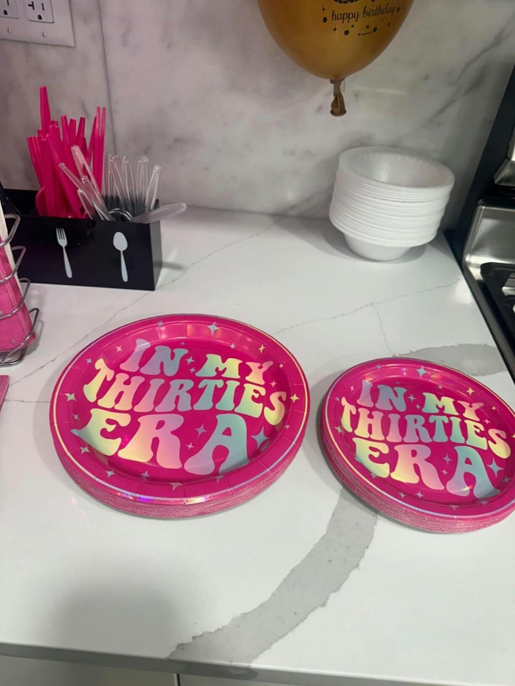 96 Pcs Pink 30th Birthday Party Plates and Napkins