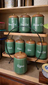 The Evergreen Pantry Dal & Pulse Airtight Ceramic Storage  (1kg) with wooden Lid-Hindi