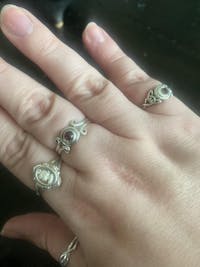 Silver Garnet Scroll Ring
