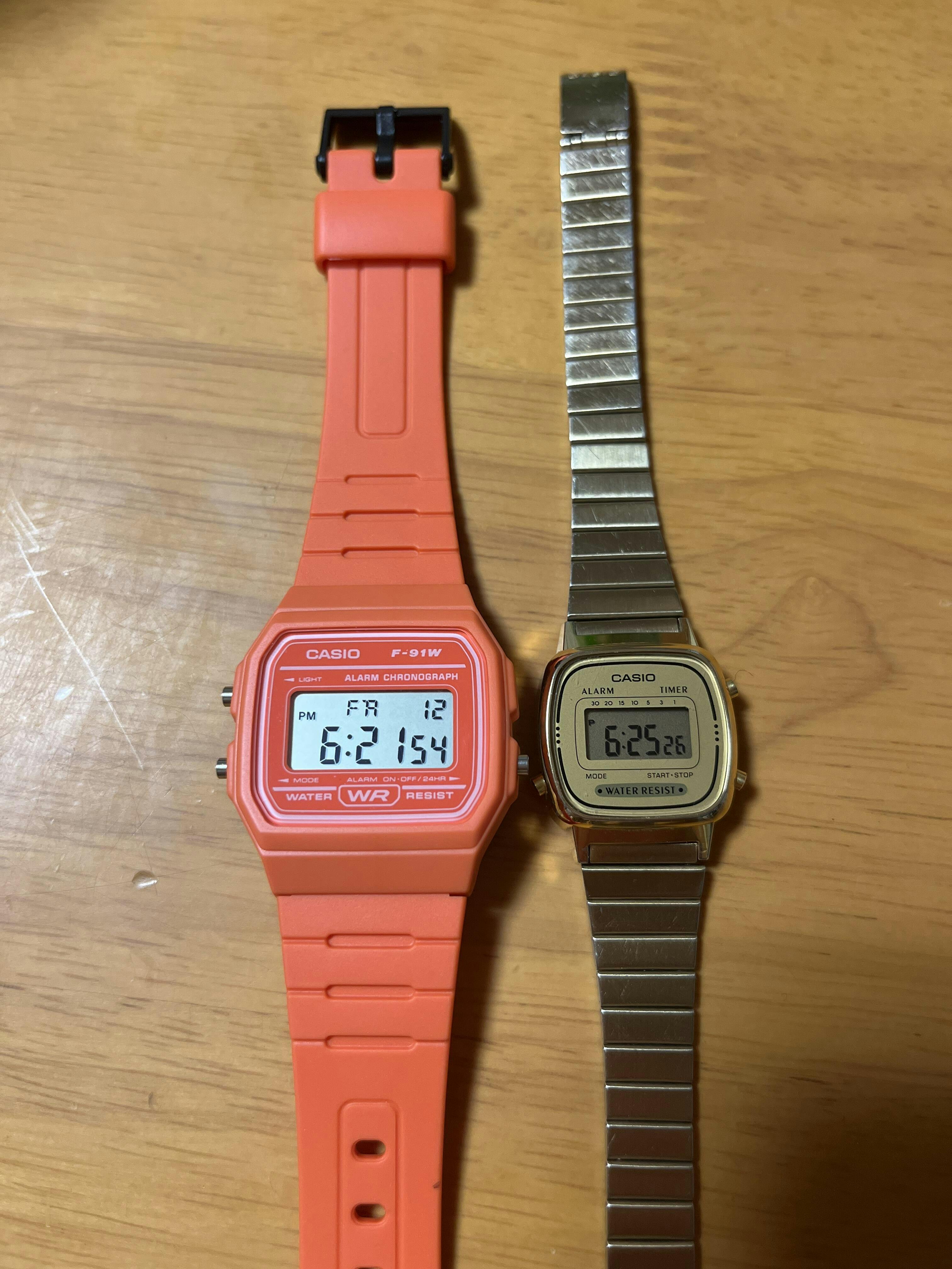 【新品未使用】 CASIO デジタル腕時計　F-91WC チープカシオ オレンジ 希少 欧州限定 CASIO デジタル腕時計 F-91WC チープカシオ オレンジ
