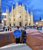 LAPIS LAZULI Flatbead Bracelet - Blue Gemstones & Black CZ Bead