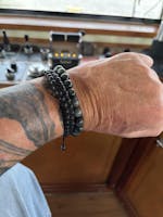 2 PIECE SET - BLACK ONYX Single Bead & Double Bead Bracelet