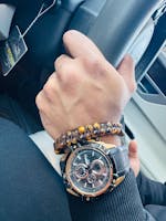 Men's TIGER EYE Double Bead Bracelet