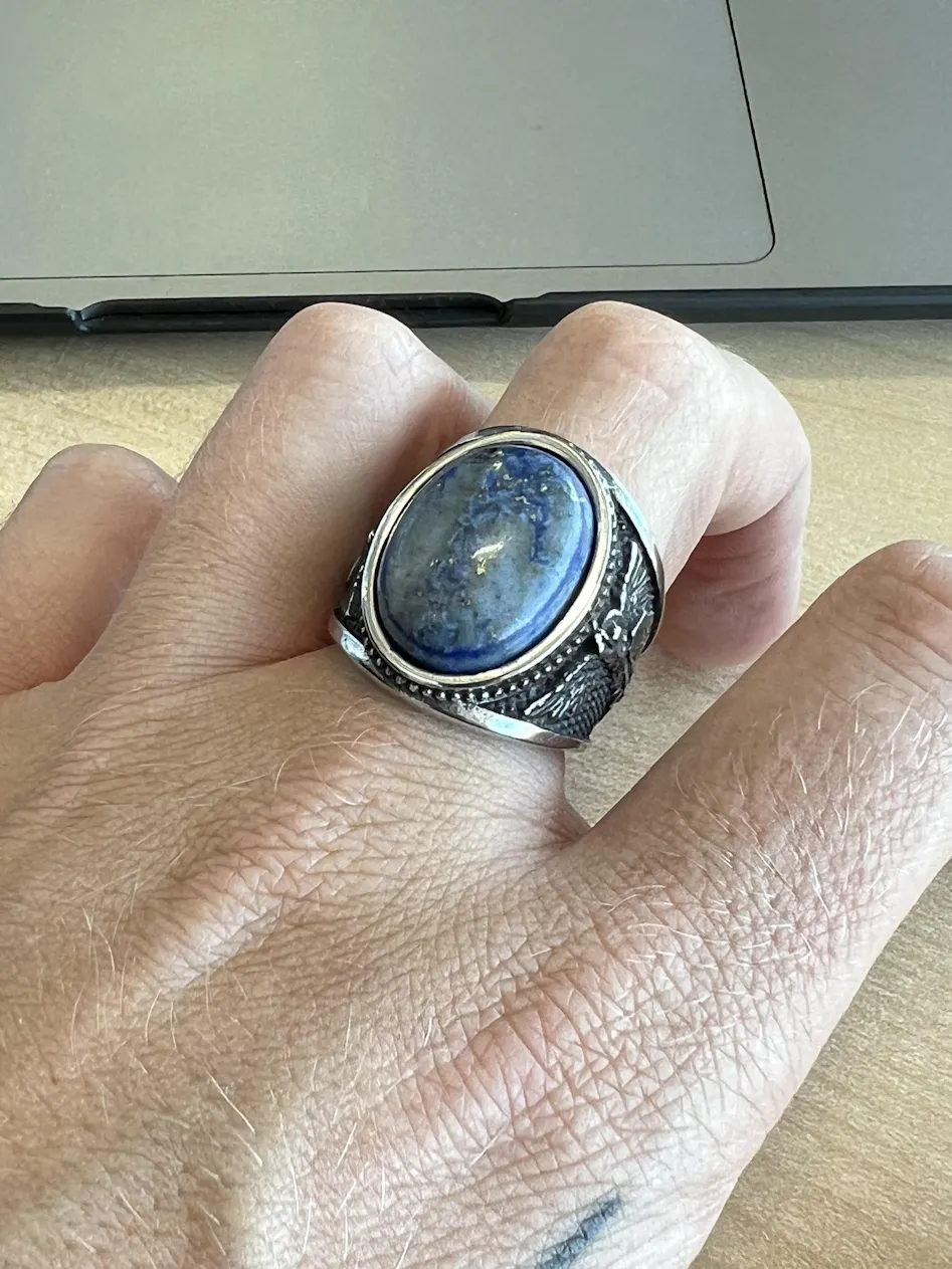 Lapis Lazuli Archangel Michael Stainless Steel Gemstone Ring – GTHIC