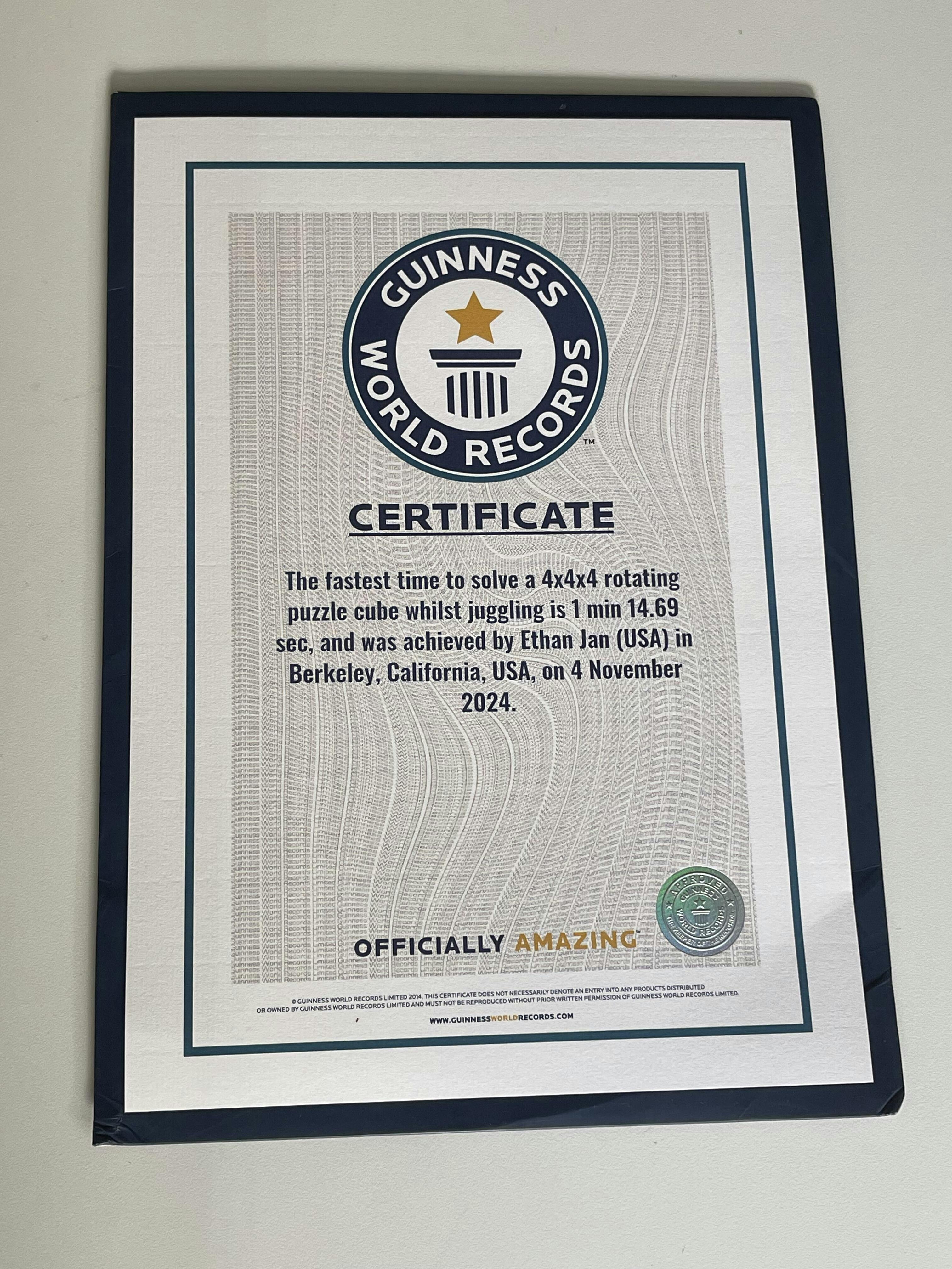 ギネス世界記録｜公式認定証 – Guinness World Records