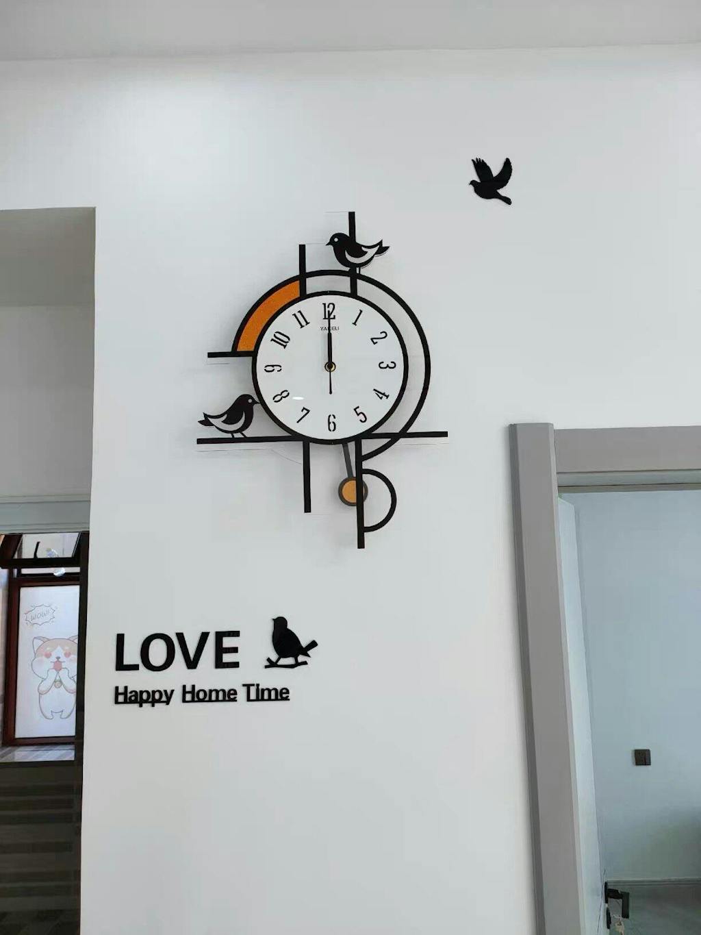 Silent Wall Clock – Birds Décor, 30×45 cm Modern