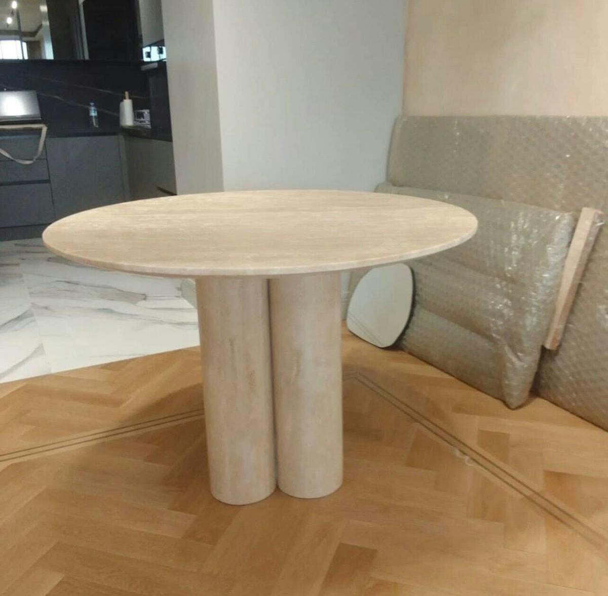 Zade Travertine Round Table