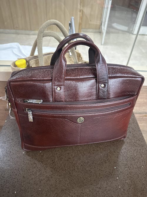 Laptop Bag for Men - Genuine Leather Office Bag with Multiple Compartments - Fits 14-15.6 Inch Laptop