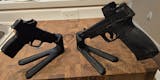 Pistol and Silencer Stand / Tabletop Mount | Handgun Holder Storage Rack